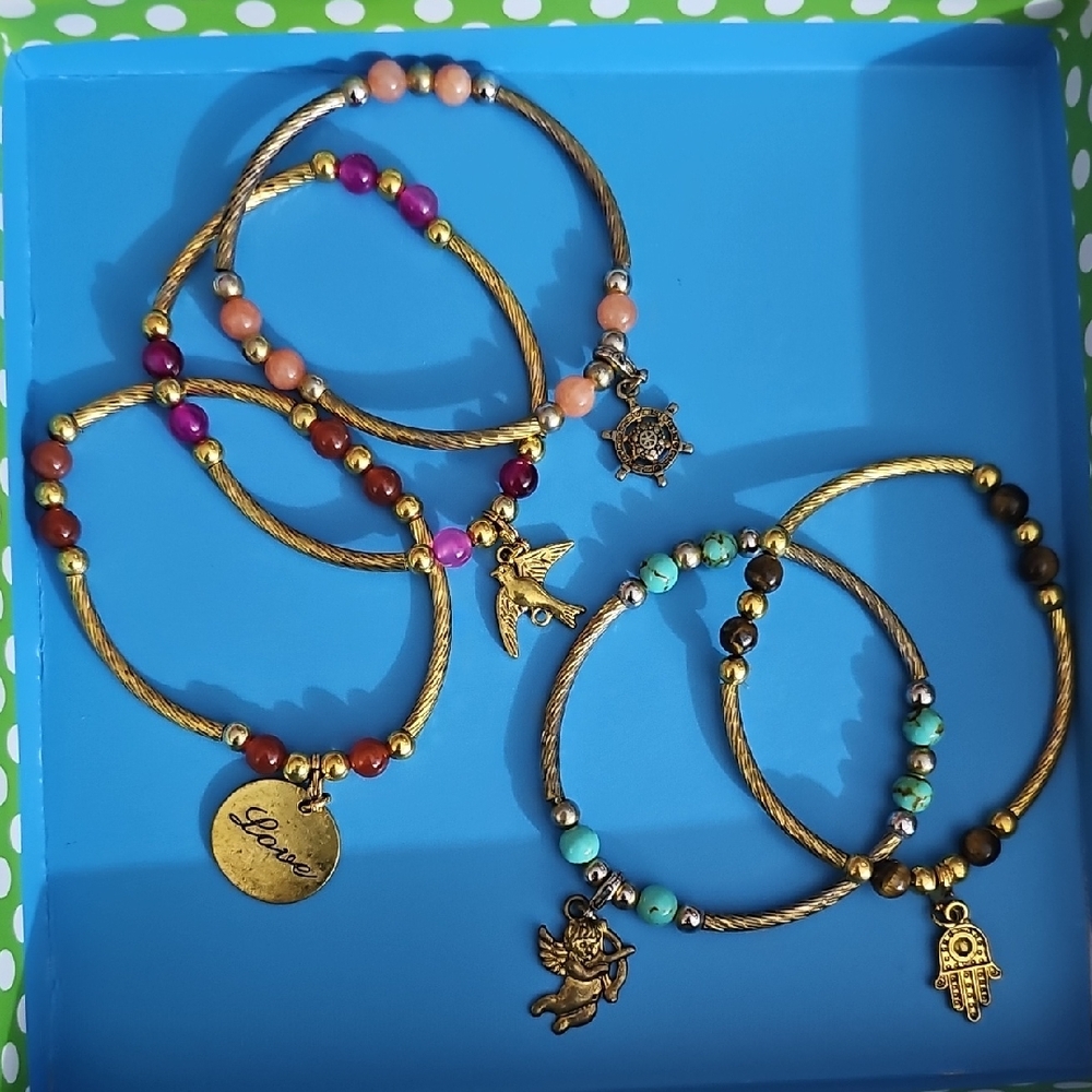 Colorful Beaded Charm Bracelets